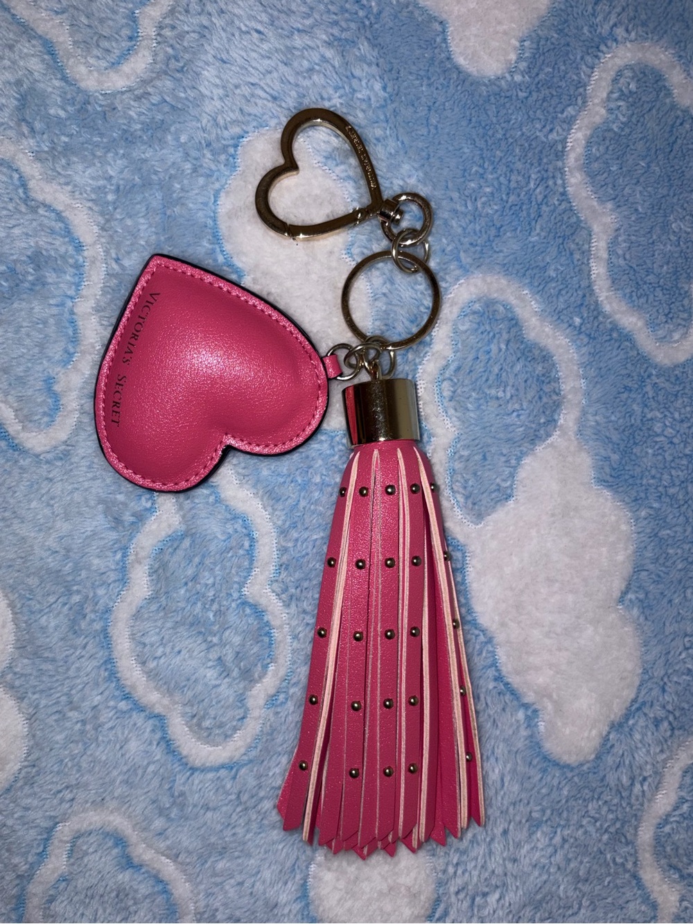 Victoria's Secret Runway Studded Keychain Pink Heart Tassel Charm